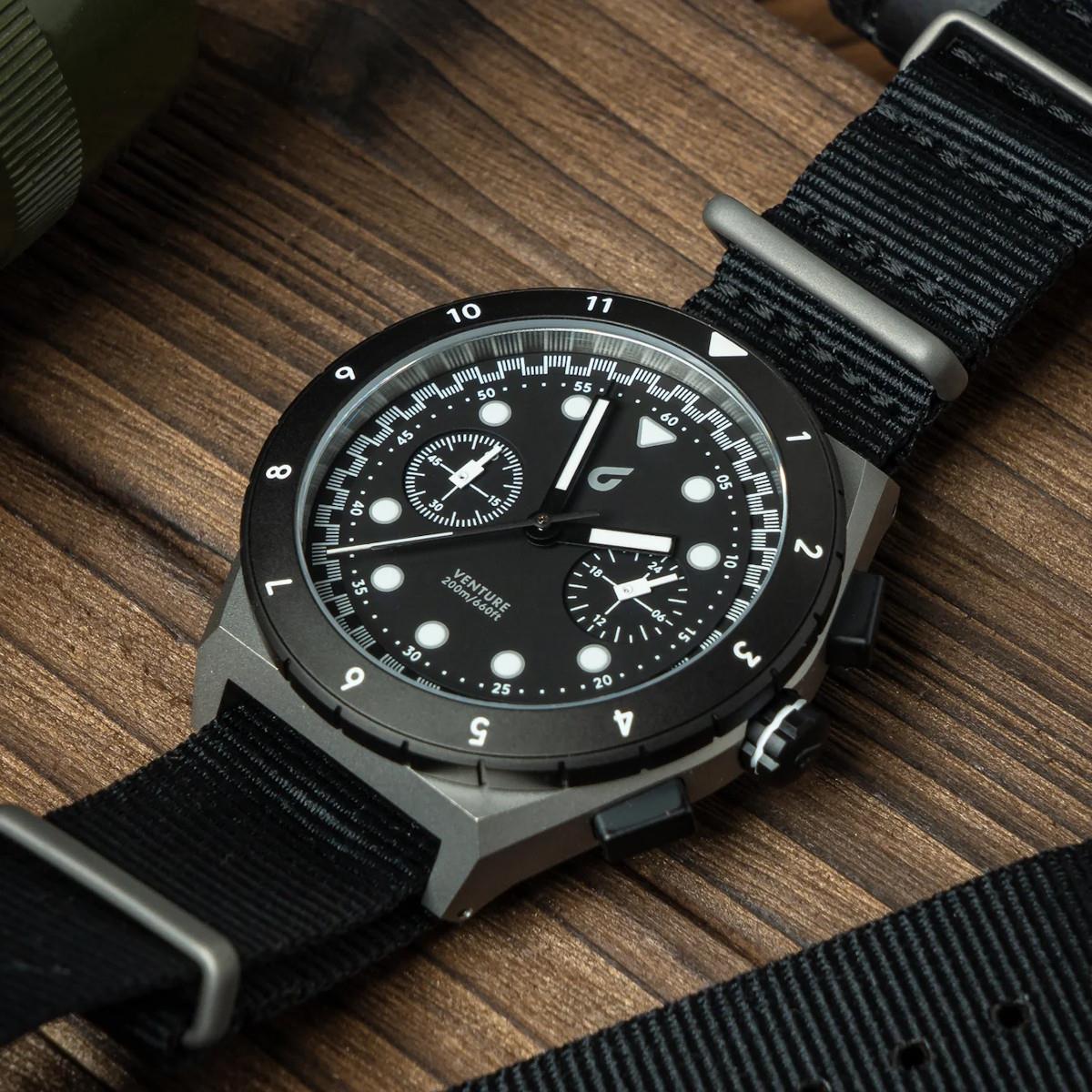 Boldr Venture Titanium Chronograph Watch Velo Nocturne