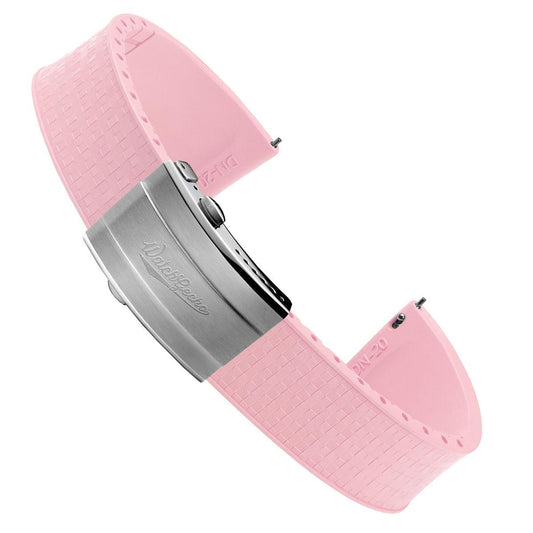 Mosaic CTS Rubber Watch Strap with Push Button Buckle - Candy Pink