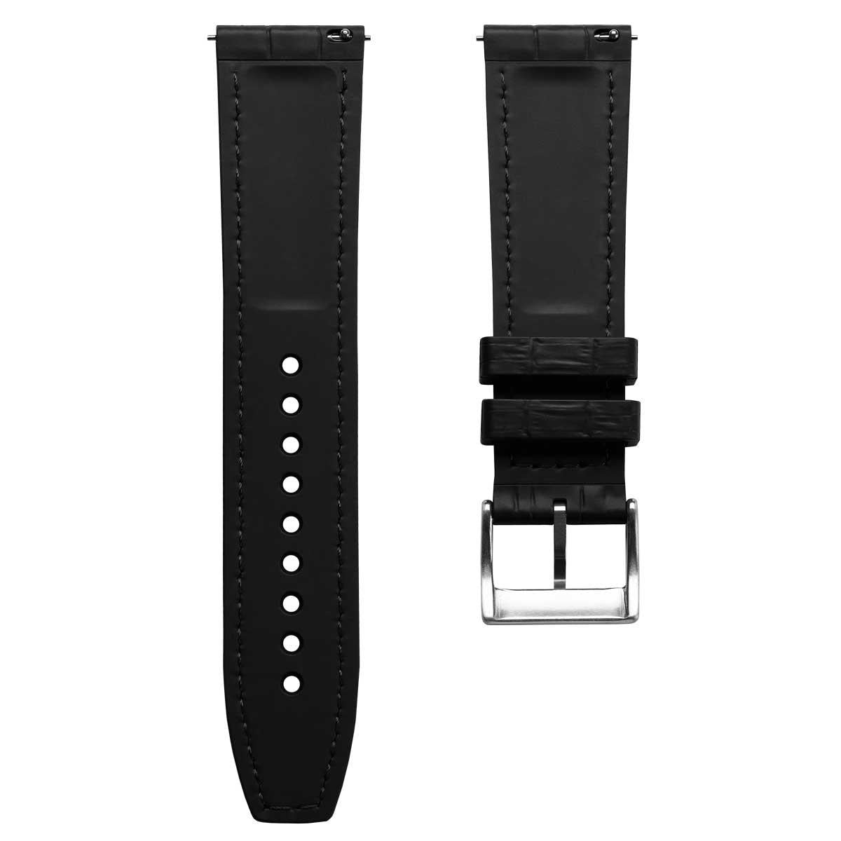 Everglade Alligator Pattern FKM Rubber Strap - Jet Black