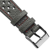 Ashdown Togo Leather Racing Watch Strap - Grey / Red