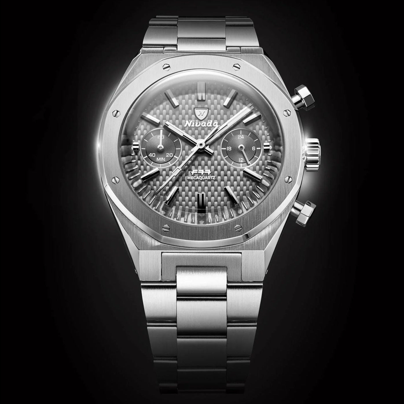 Nivada Grenchen F77 SST Chrono Mecaquartz Grey MK2 - 38mm - Flat
