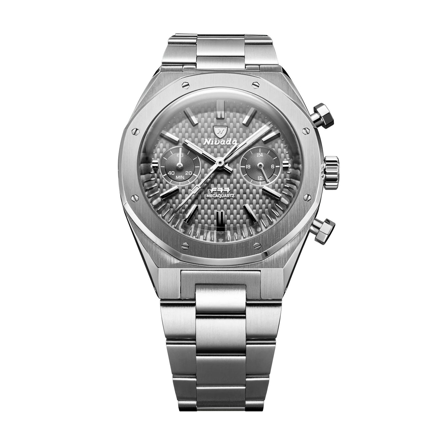 Nivada Grenchen F77 SST Chrono Mecaquartz Grey MK2 - 38mm - Flat