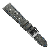 Ashdown Togo Leather Racing Watch Strap - Grey / Blue