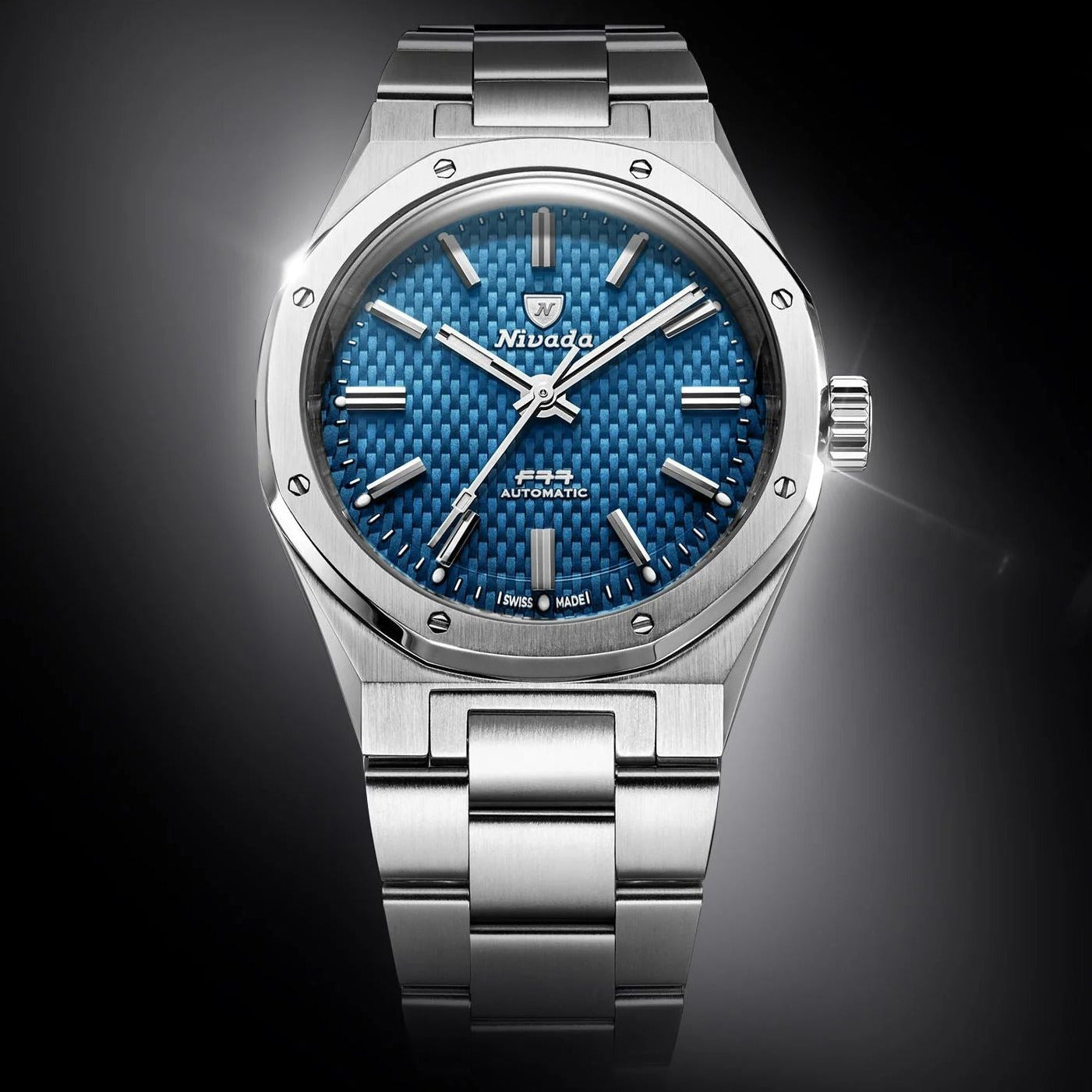 Nivada Grenchen F77 SST Blue MK2 - 38mm - Flat Link Bracelet