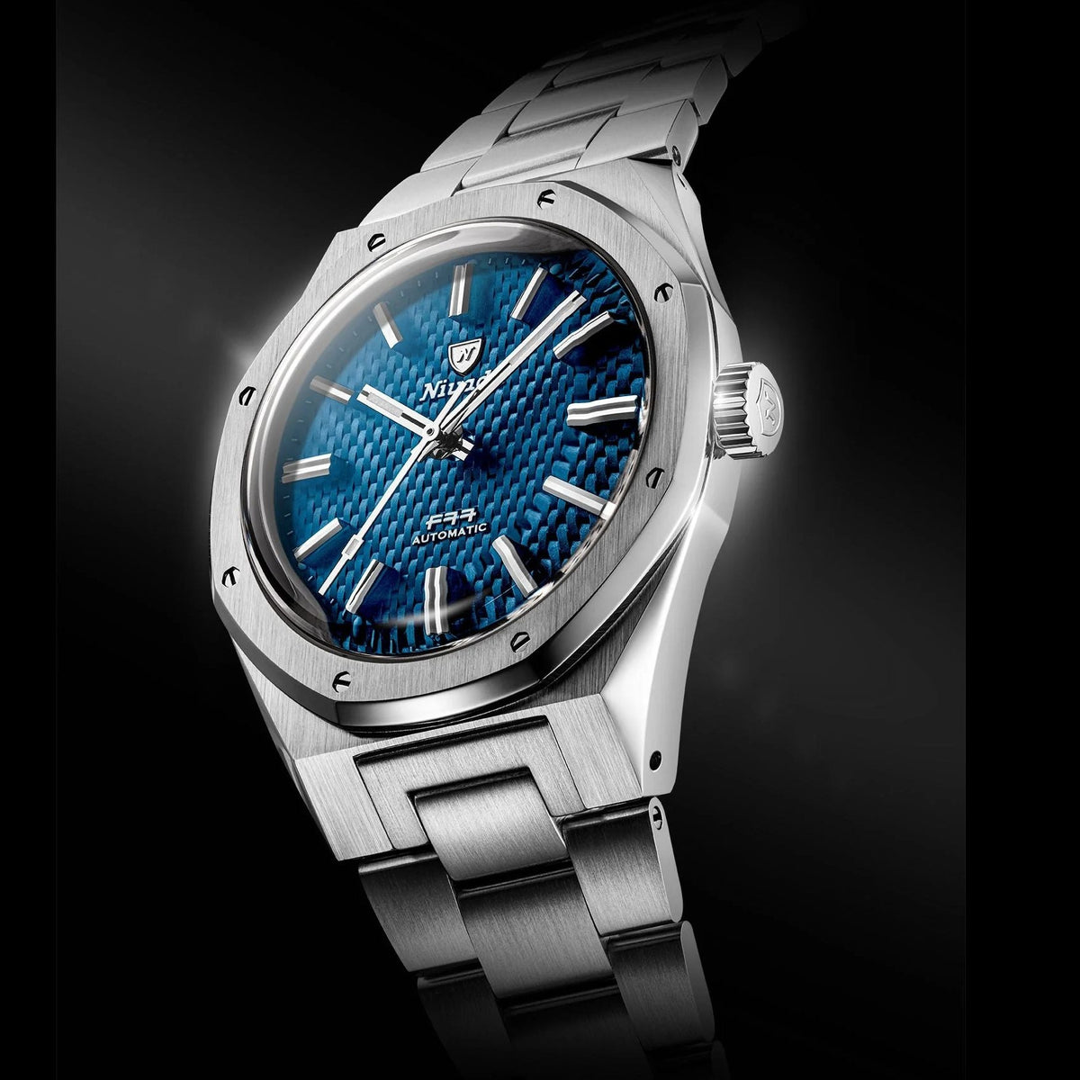 Nivada Grenchen F77 SST Blue MK2 - 38mm - Flat Link Bracelet