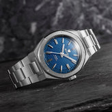 Nivada Grenchen F77 SST Blue MK2 - 38mm - Flat Link Bracelet