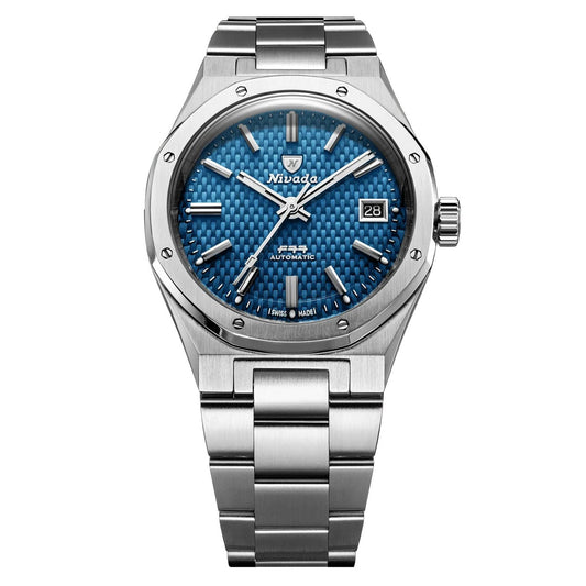 Nivada Grenchen F77 SST Blue MK2 - 38mm - Flat Link Bracelet