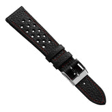 Ashdown Togo Leather Racing Watch Strap - Black / Red