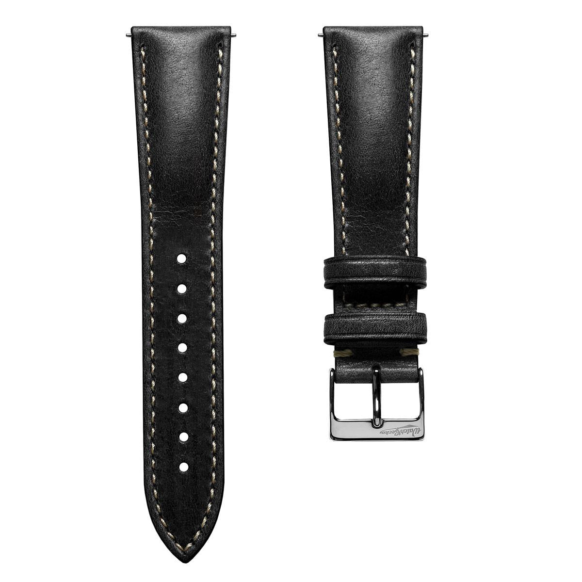 Classic Highley Genuine Leather Watch Strap - Black | WatchGecko
