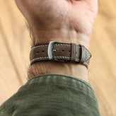 Lerano Tuscan Padded Leather Watch Strap - Dark Brown