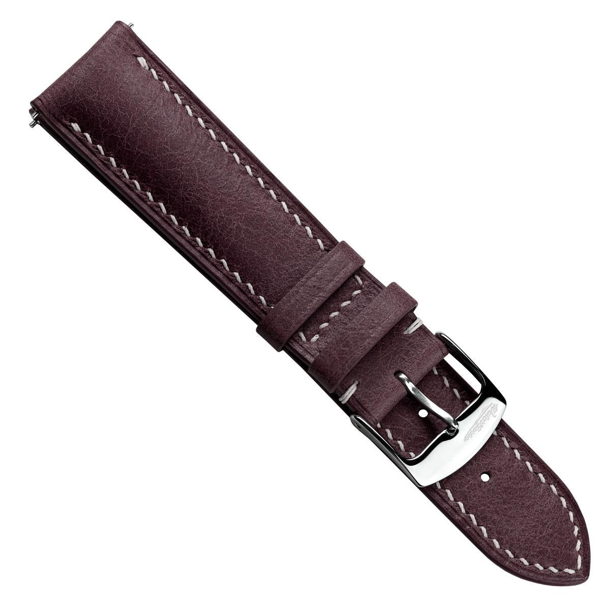 Lerano Tuscan Padded Leather Watch Strap - Bordeaux