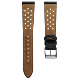 Ashdown Togo Leather Racing Watch Strap - Black / Orange