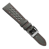 Ashdown Togo Leather Racing Watch Strap - Grey / Red