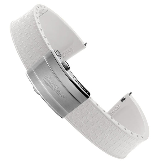 Mosaic CTS Rubber Watch Strap with Push Button Buckle - Ice White