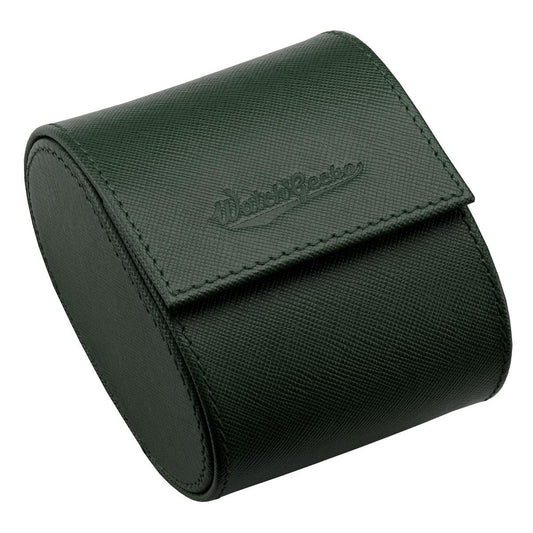 WatchGecko Single Leather Watch Case - Green / Beige