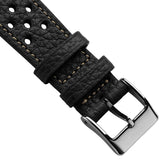 Ashdown Togo Leather Racing Watch Strap - Black / Beige