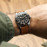 Ravello Tuscan Leather Watch Strap  - Cognac  on Tudor Black Bay 58