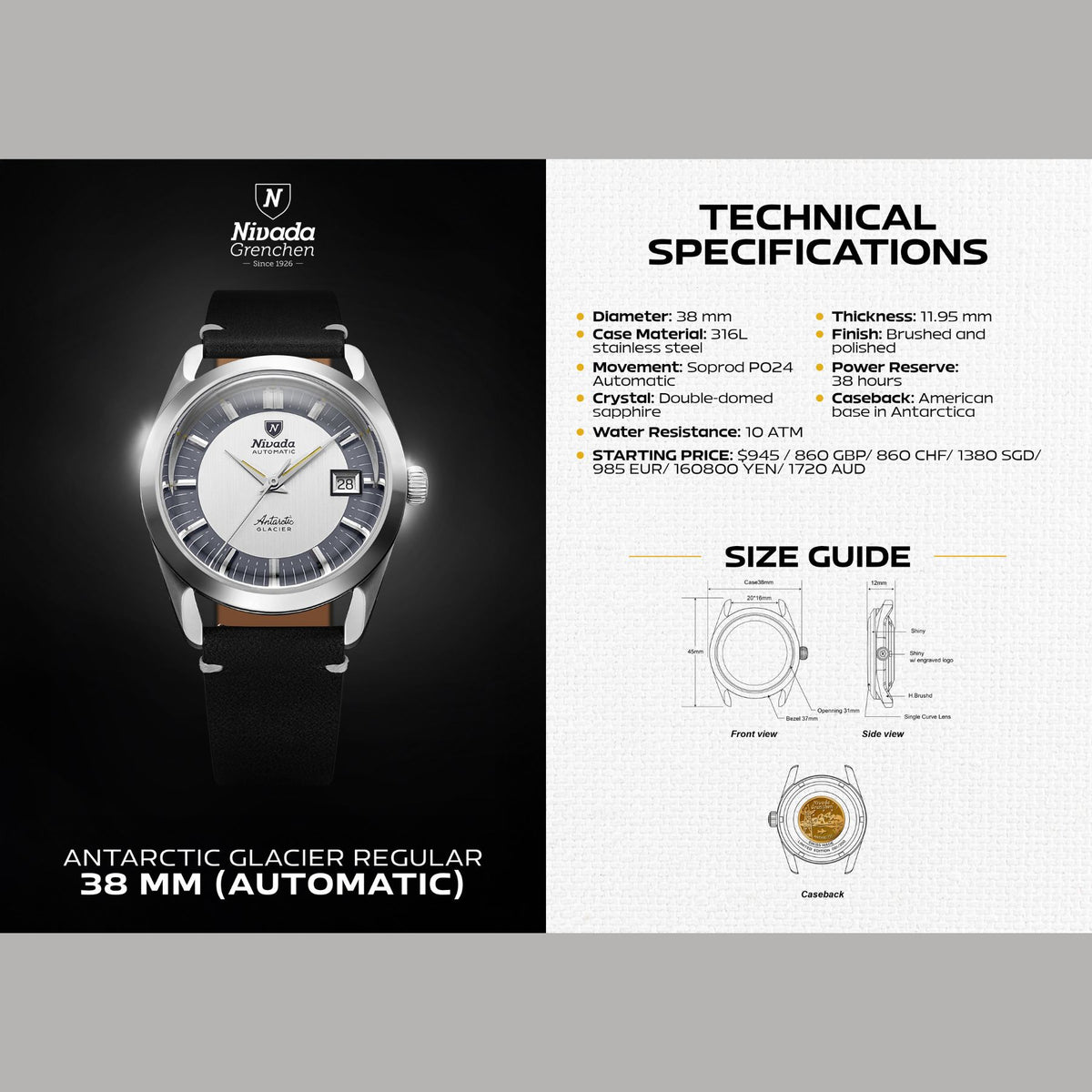 Nivada Grenchen Antarctic Glacier - 38mm - Beads of Rice