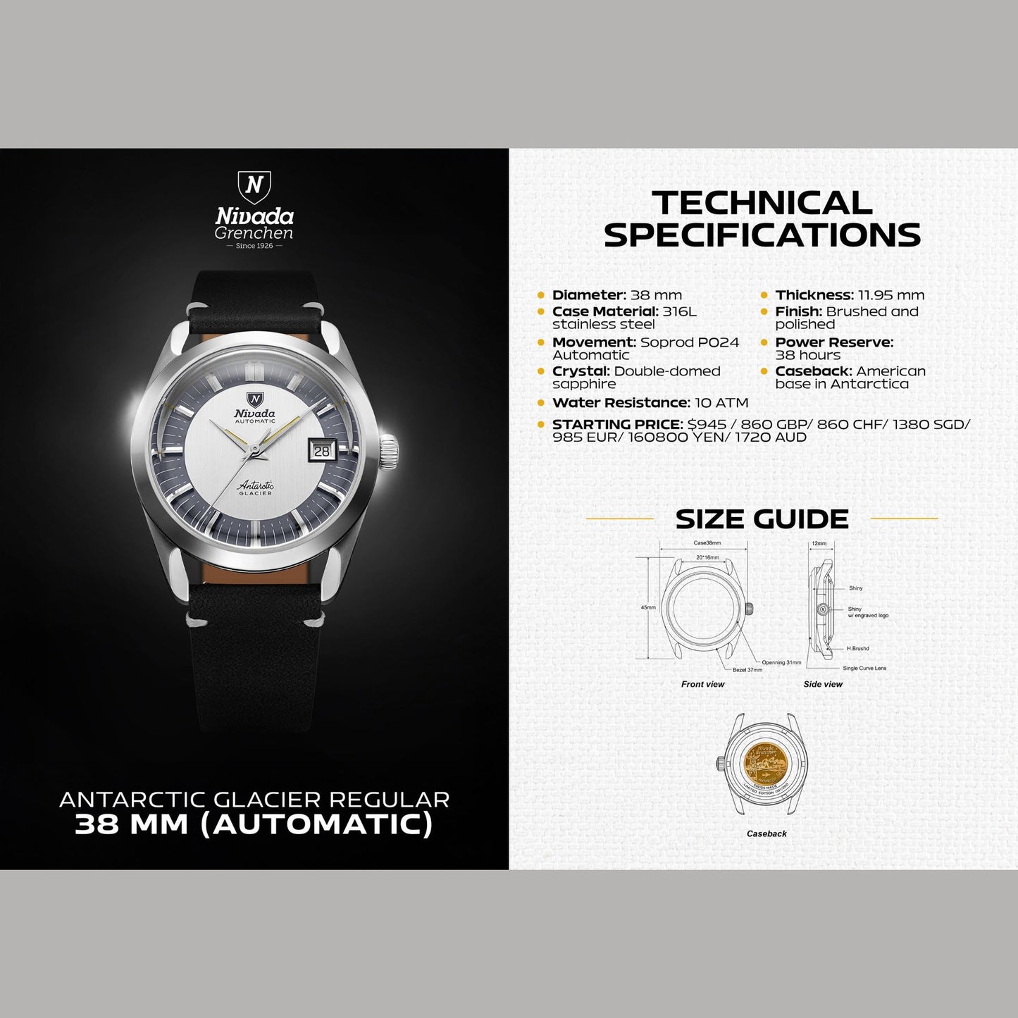 Nivada Grenchen Antarctic Glacier - 38mm - Beads of Rice