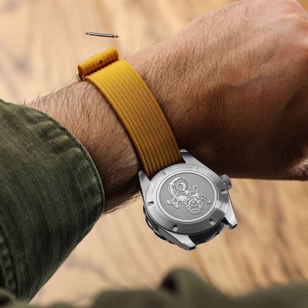 WatchGecko Ridge Military Nylon Watch Strap - Army Brown