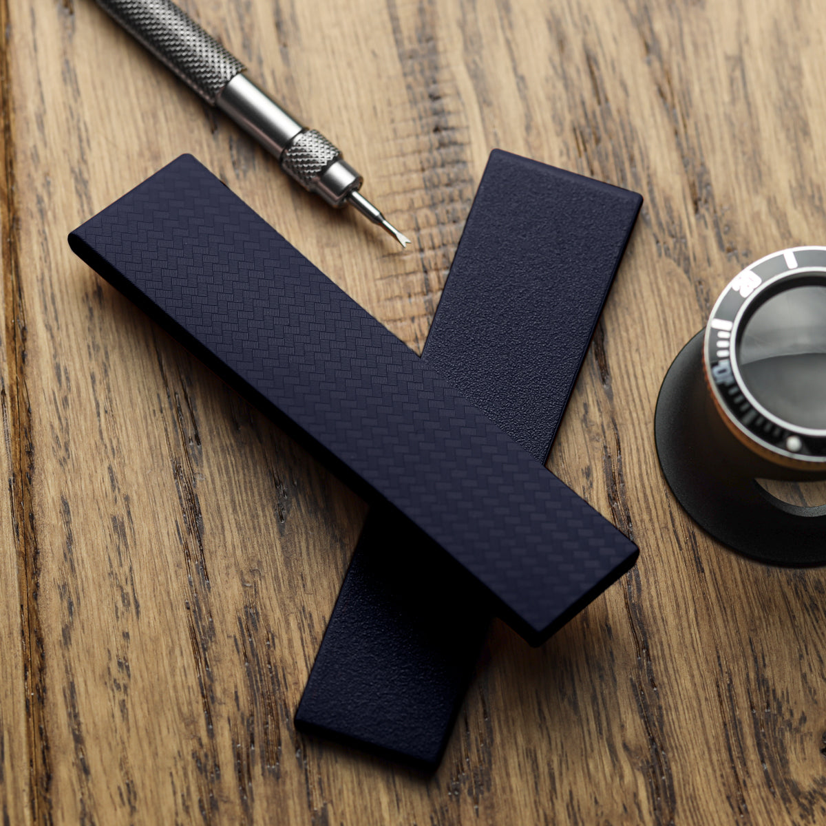 400 CTS Italian Rubber Divers Reversible Watch Strap - Dark Blue - Brushed / Polished