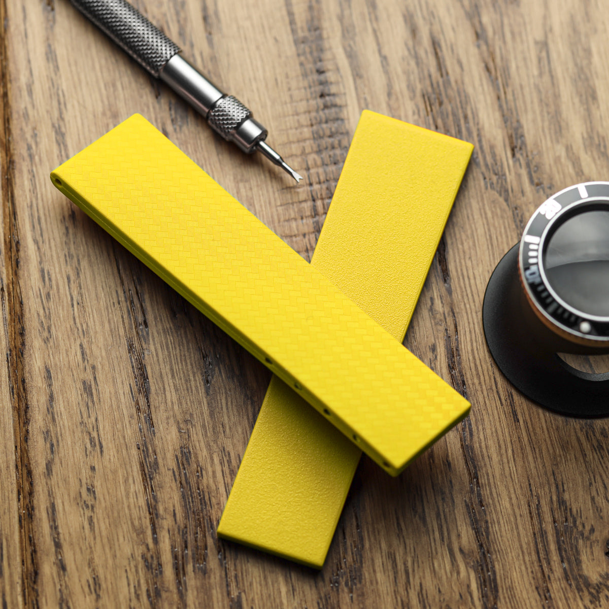 400 CTS Italian Rubber Divers Reversible Watch Strap - Yellow - Brushed / Polished Buckle