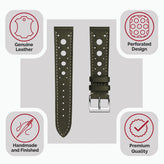 Boutsen Racing Handmade Leather Watch Strap - Khaki
