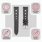 Boutsen Racing Handmade Leather Watch Strap - Platinum