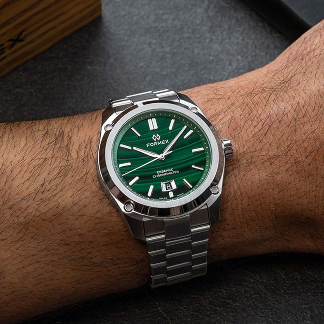 Formex Essence 43 Automatic Chronometer Watch - Malachite Green - Steel Bracelet