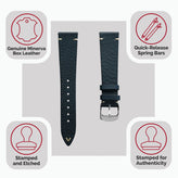 Finsbury Minerva Box Genuine Leather Watch Strap - Navy Blue