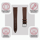 Finsbury Minerva Box Genuine Leather Watch Strap - Chocolate Brown