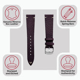 Finsbury Minerva Box Genuine Leather Watch Strap - Plum