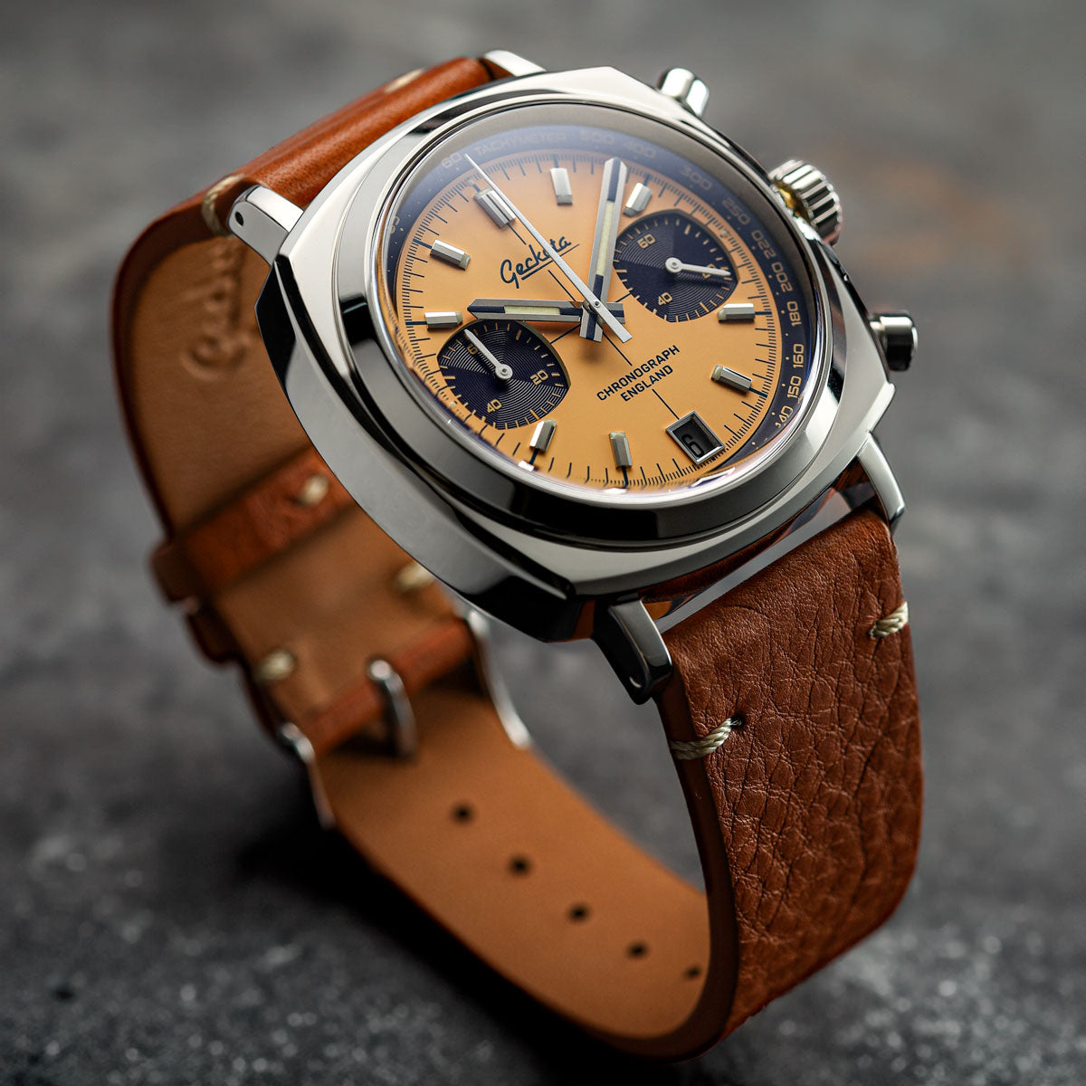 Leather Strap Geckota C1 Racing Chronograph Geckota On Sale