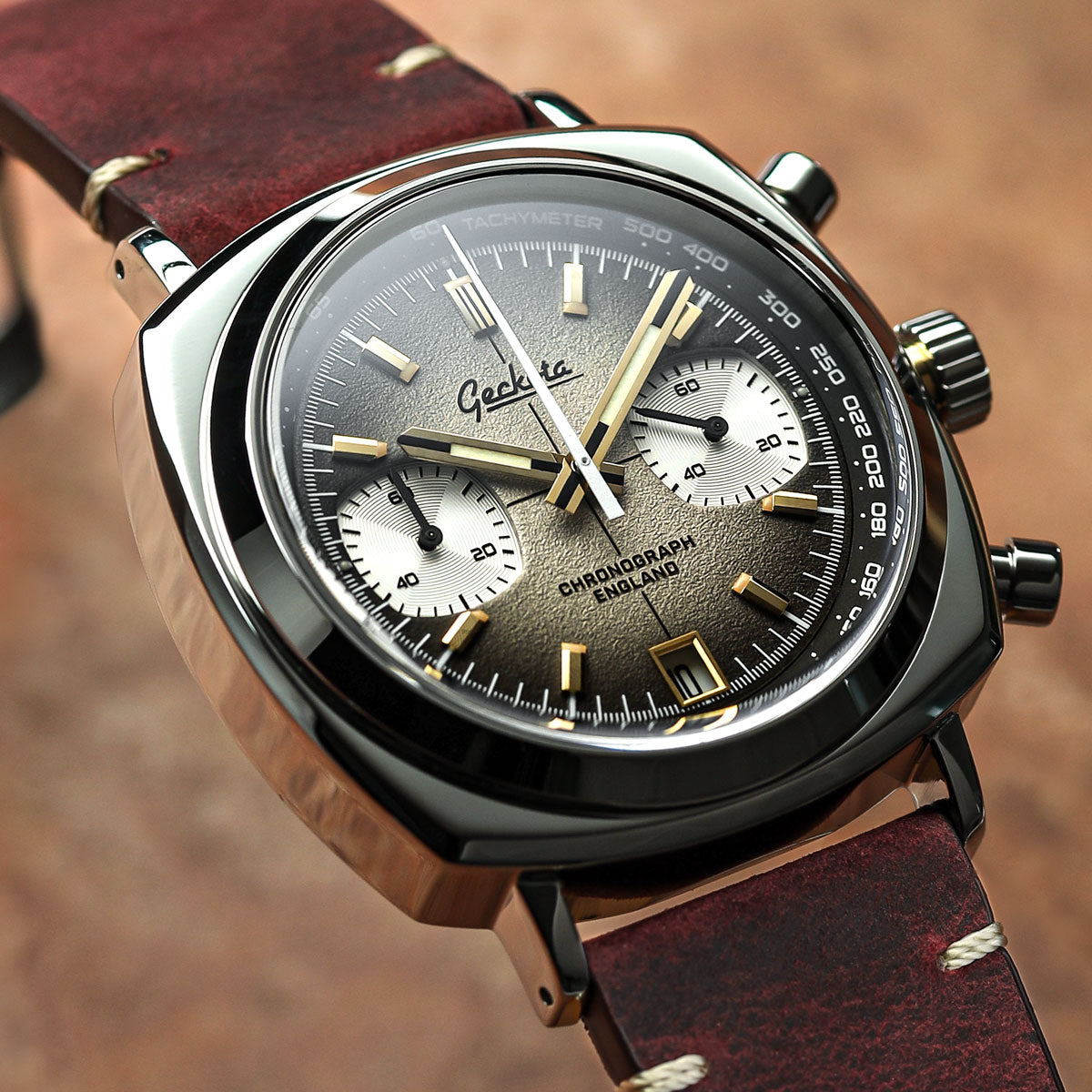 Geckota Chronotimer Chronograph Watch Brown Fumé Dial