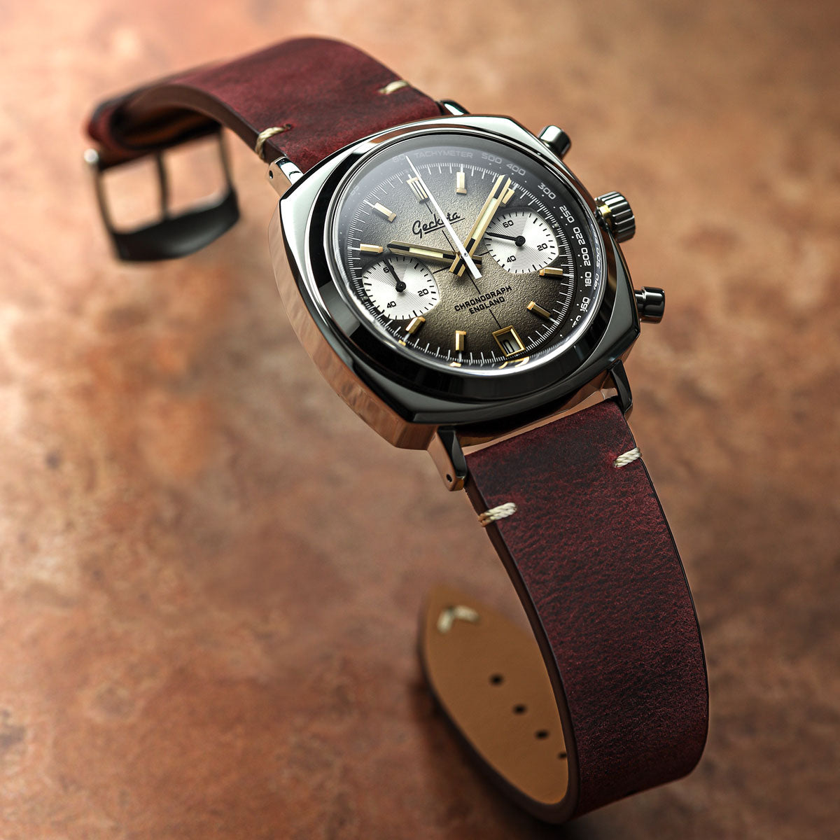 Geckota Chronotimer Chronograph Watch Brown Fumé Dial