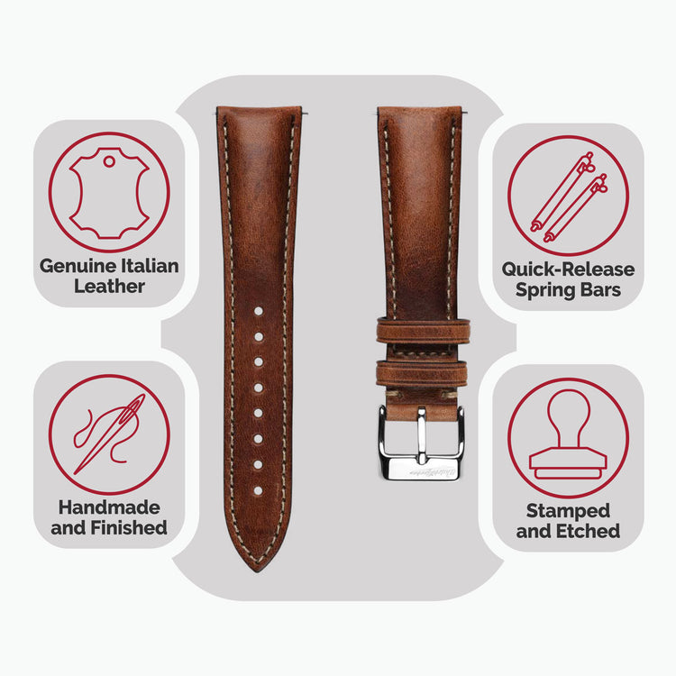 Original Vintage Highley Genuine Leather Watch Strap - Reddish Brown ...