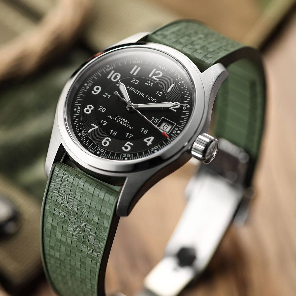 Mosaic CTS Rubber Watch Strap - Military Green