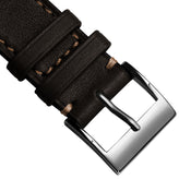 Leuven Cavallo Flat Handmade Horse Leather Watch Strap - Chocolate Brown