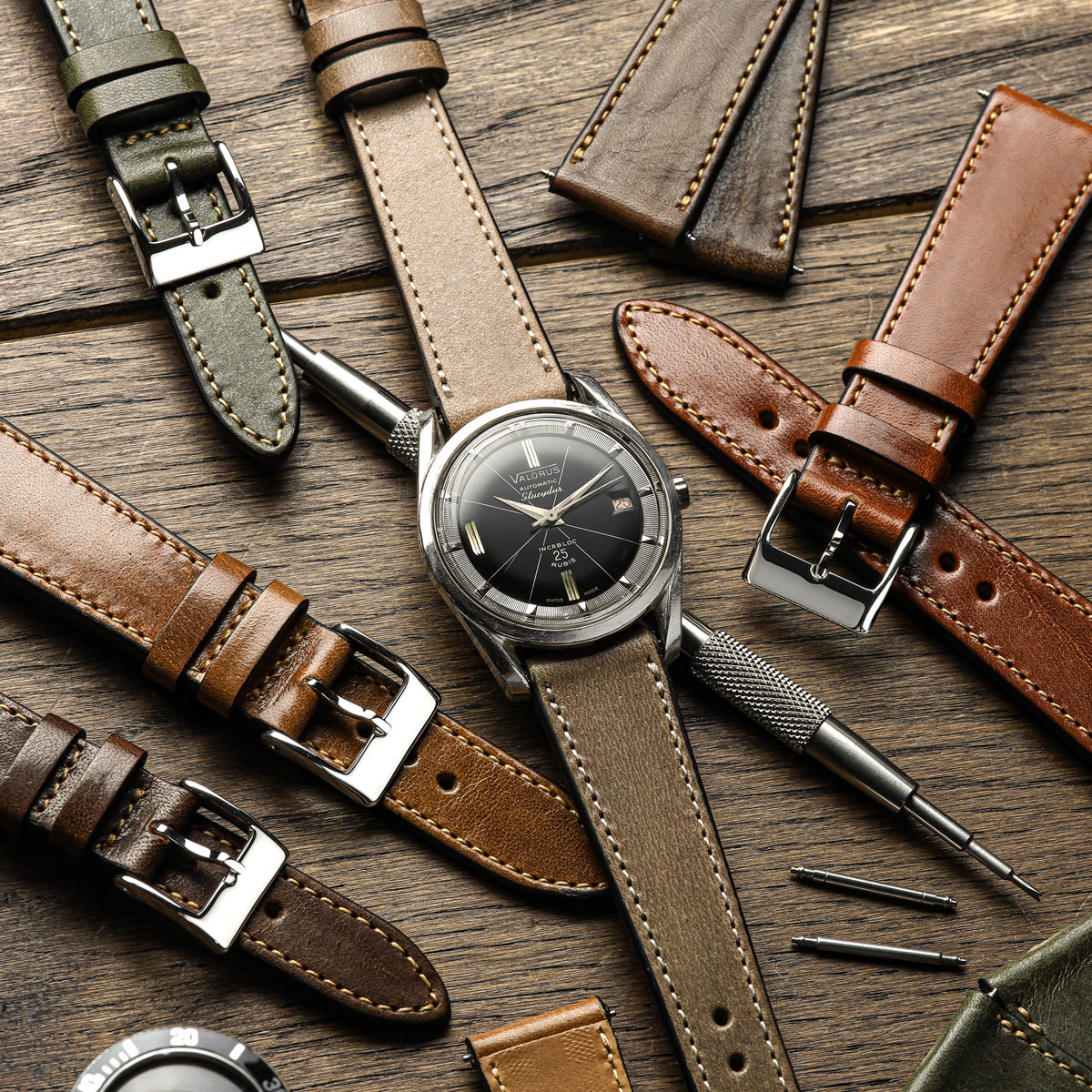 Radstock Missouri Vintage Leather Watch Strap - Dark Brown
