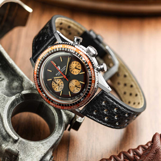 Nivada Grenchen Chronoking Racing II Black Amber - Black Racing Strap