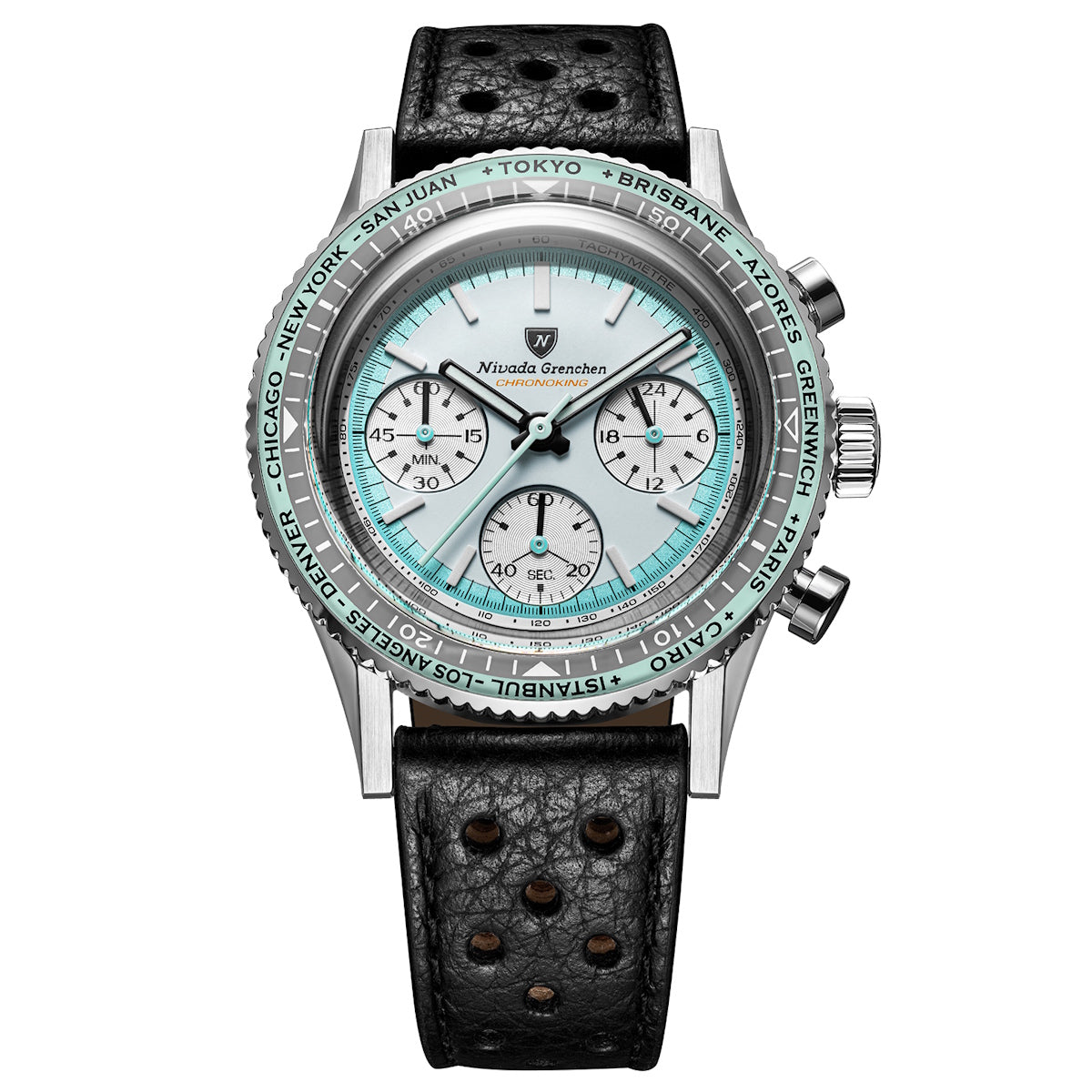 Nivada Grenchen Chronoking Racing II Grey - Black Racing Strap