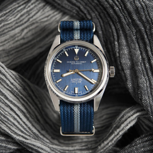 Ocean To Orbit LHOTSE Blue Steel 38.5mm Nylon Strap