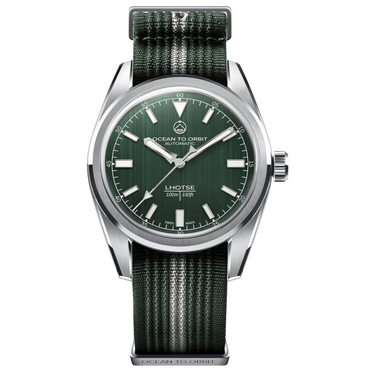Ocean To Orbit LHOTSE Green Steel 38.5mm Nylon Strap