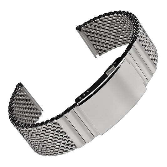 Old Stock German Thick 316L Stainless Premium Mesh Watch Bracelet - Polished