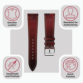 Radstock Vintage Genuine Leather Watch Strap - Vintage Red