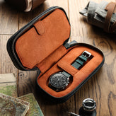 WatchGecko Dual Travel Watch Case - Green / Beige