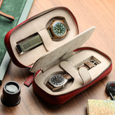 WatchGecko Dual Travel Watch Case - Green / Beige