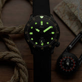 Sinn U1 S E Black Divers Watch - Black Dial - Silicone Strap