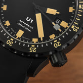 Sinn U1 S E Black Divers Watch - Black Dial - Silicone Strap