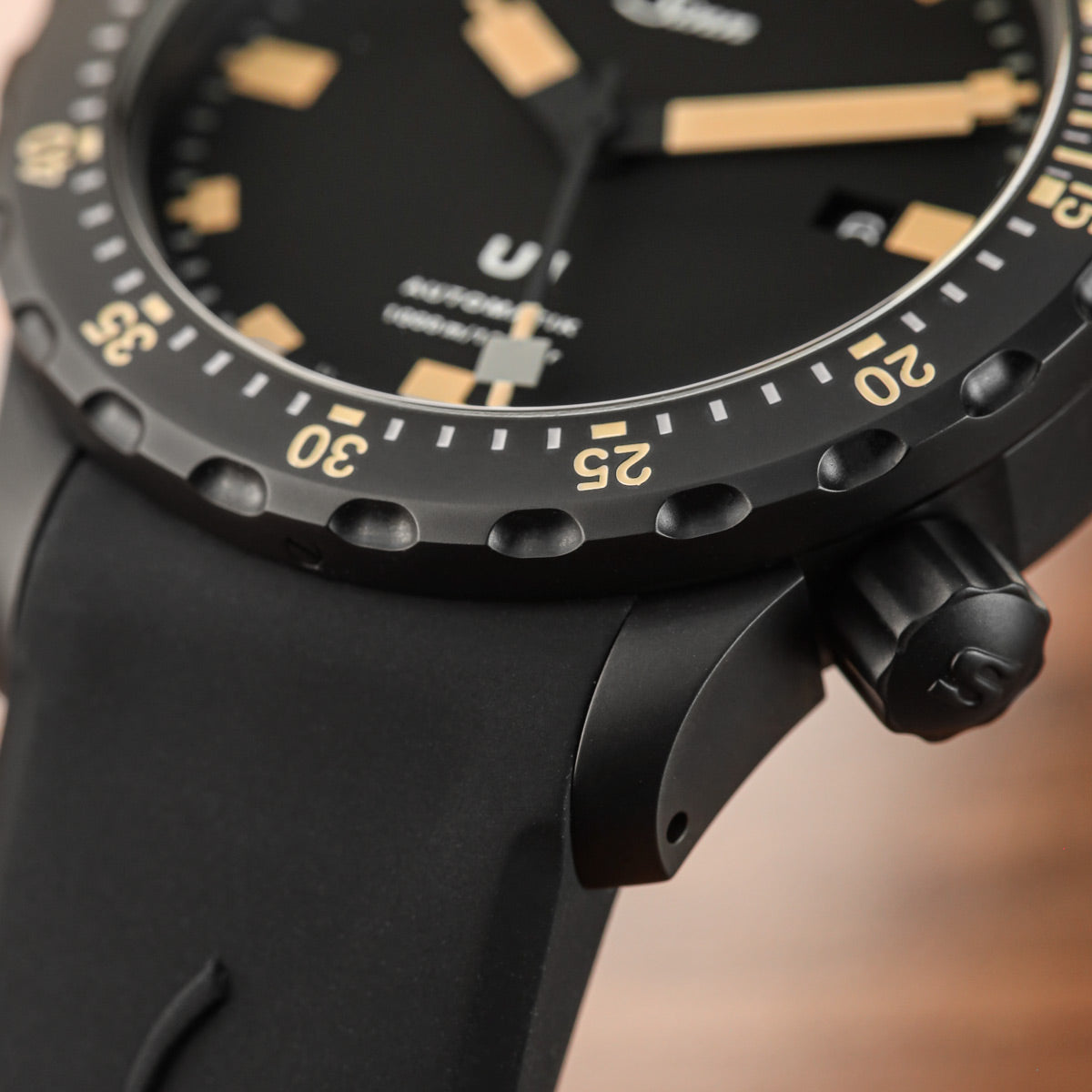 Sinn U1 S E Black Divers Watch - Black Dial - Silicone Strap